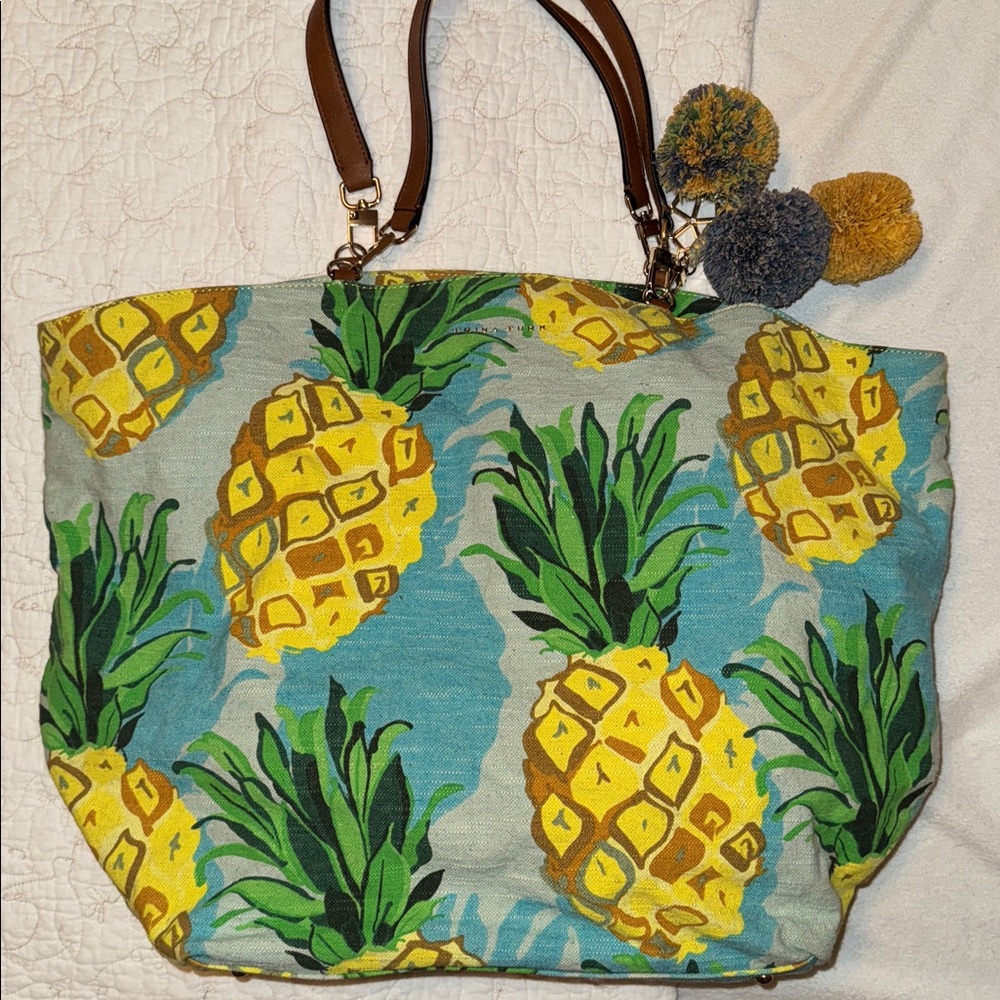 Trina Turk Multicolor Carryall/ Beach Bag w bag charm